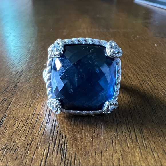 Judith Ripka Sterling Silver Blue Quartz Hematite Diamonique CZ Ring - Picture 7 of 14